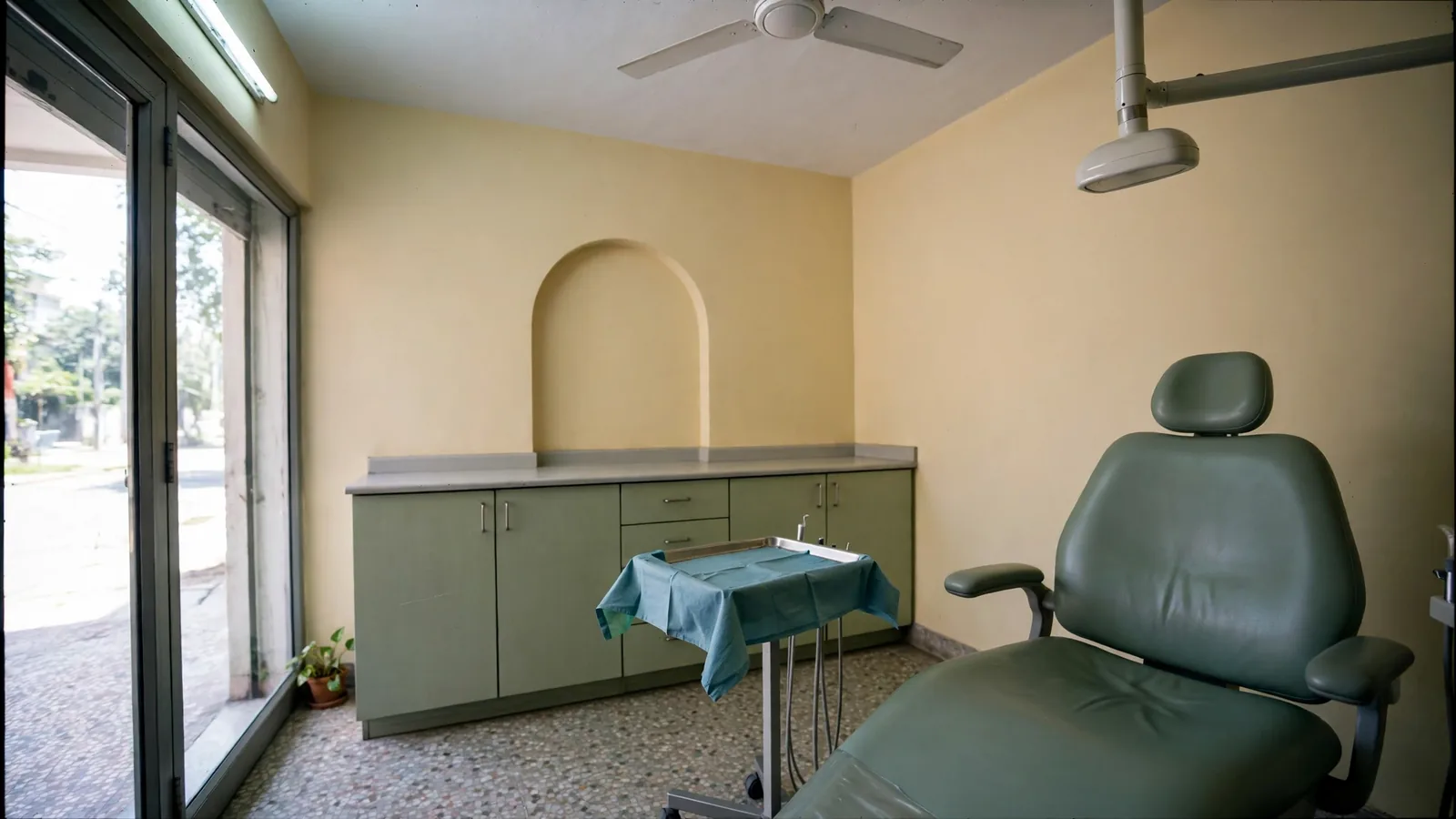 The treatment room at Dentistree, prepared and ready for an implant appointment